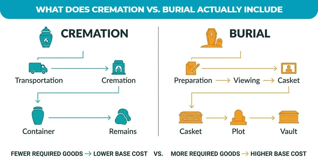 What Does Cremation vs. Burial Actually Include