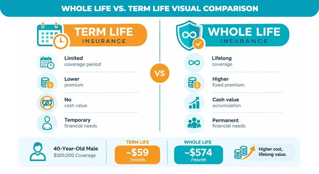 Whole Life vs. Term Life Visual Comparison