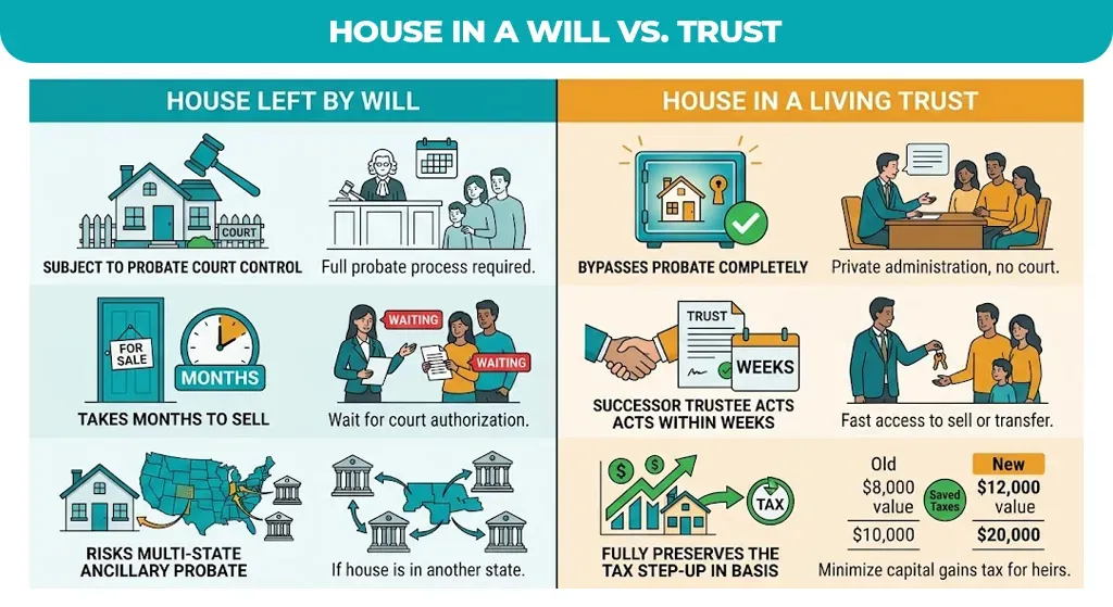House in a Will vs. Trust
